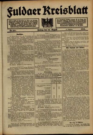 Ausgabe vom Freitag, den 28. August 1914.