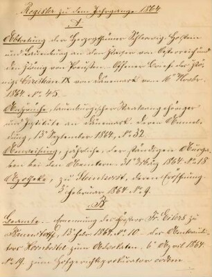 Register zu dem Jahrgange 1864