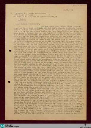 Brief von Ernst-Lothar Knorr an Herman Reichenbach vom 10.11.1946 - K 3335 B 1124