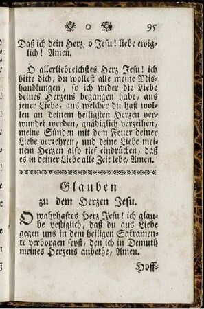 Glauben, Hoffnung, Liebe zu dem Herzen Jesu