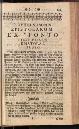 P. Ovidii Nasonis Epistolarum Ex Ponto Liber Primus