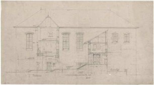 Döllgast, Hans; Schloss Zinneberg, Wiederaufbau - Kapelle, Westseite (Ansicht; Schnitt)
