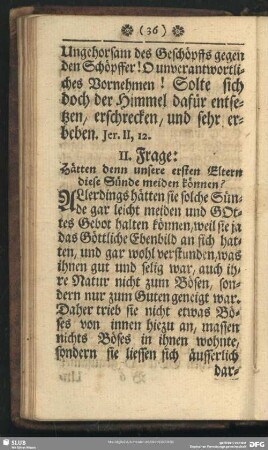 11. Frage: Hätten denn unsere ersten Eltern diese Sünde meiden können?
