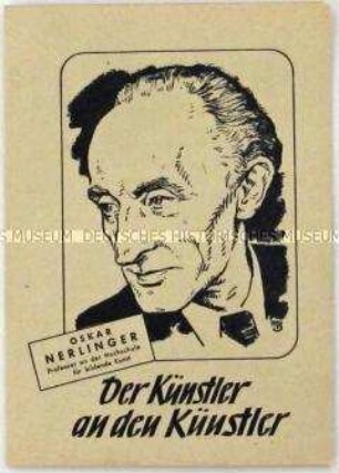 Aufruf der SED Berlin zu den Gemeindewahlen 1946 mit dem Porträt und einem Text des Malers Oskar Nerlinger