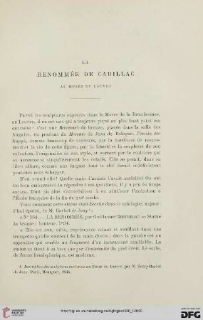 2. Pér. 33.1886: La Renommée de Cadillac au musée du Louvre