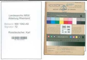 Entnazifizierung Karl Rossdeutscher , geb. 01.09.1892 (Versicherungsdirektor)