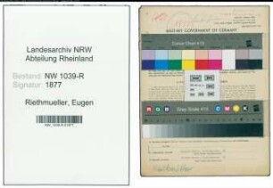 Entnazifizierung Eugen Riethmueller , geb. 26.11.1885 (Amtsoberinspektor)