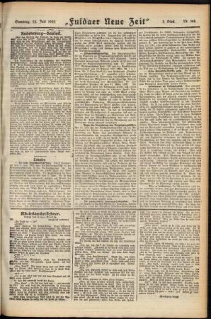 Zweite Ausgabe vom Samstag, den 22. Juli 1922.
