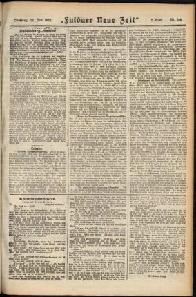 Zweite Ausgabe vom Samstag, den 22. Juli 1922.