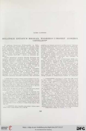 Bielańskie epitafium Mikołaja Wolskiego i projekt Andrzeja Castellego
