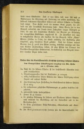 Thesen über die Konfessionalität (kirchliche Haltung) höherer Schulen : dem Evangelischen Schulkongreß vorgelegt am 3. Oktober 1882