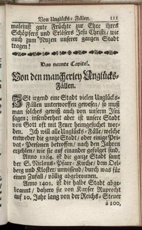 Das neunte Capitel. Von den mancherley Unglücks-Fällen.