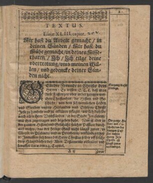 Textus. Esaiæ XLIII. capite.