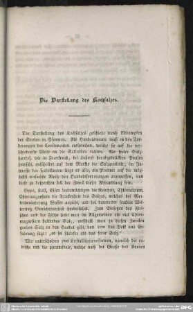 Die Darstellung des Kochsalzes