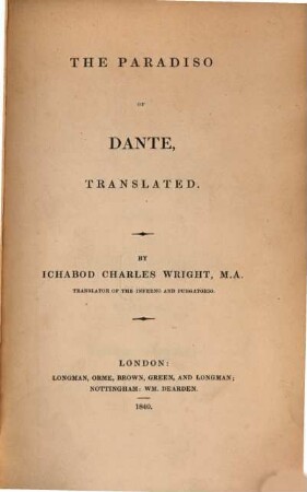 Inferno, Purgatorio and Paradiso The Inferno, Purgatorio and Paradiso of Dante, [3]. The Paradiso