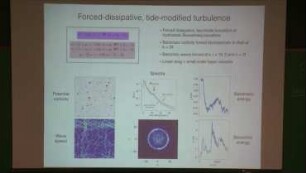 Dynamics and dispersion in tide-modified barotropic turbulence