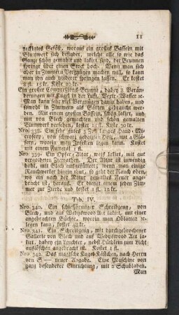 Tab. IV. [Beschreibung]; Nro. 340.-354.
