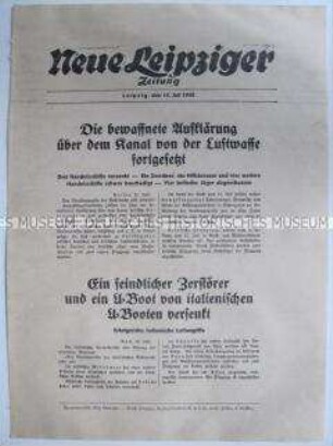 Extrablatt der "Neuen Leipziger Zeitung" u.a. über italienische Angriffe auf britische Schiffe