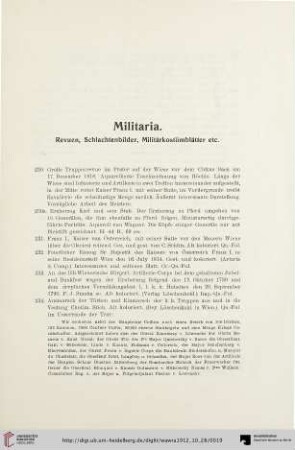 Militaria: Revuen, Schlachtenbilder, militärkostümblätter etc. (Nr. 230-263)