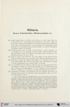 Militaria: Revuen, Schlachtenbilder, militärkostümblätter etc. (Nr. 230-263)