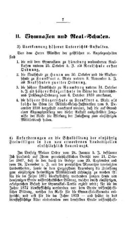 Anerkennung höherer Unterrichts-Anstalten : [II. Gymnasien und Realschulen]