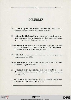 Meubles (Nr. 80-104)