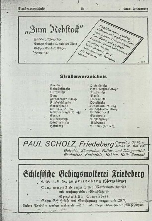 Straßenverzeichnis