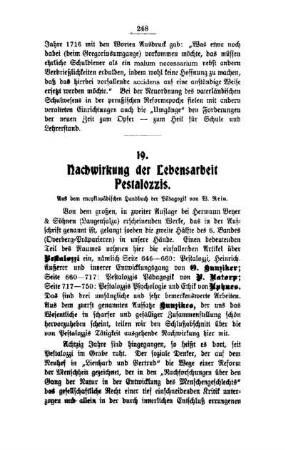 Nachwirkung der Lebensarbeit Pestalozzis