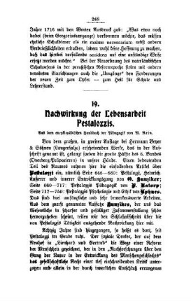 Nachwirkung der Lebensarbeit Pestalozzis