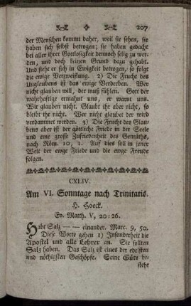 CXLIV. Am VI. Sonntage nach Trinitatis. Ev. Matth.V, 20-26.