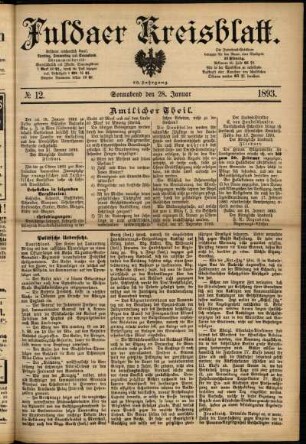 Erste Ausgabe vom Samstag, den 28. Januar 1893.