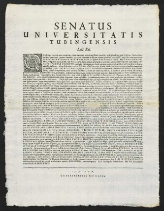 Senatus Universitatis Tubingensis Lect. Sal.