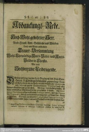 Abdanckungs-Rede