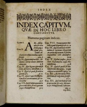 Index Capitum, Quæ In Hoc Libro Continentur.