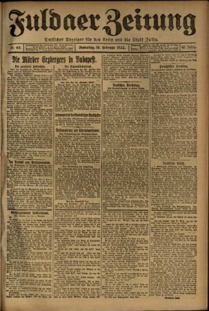 Ausgabe vom Samstag, den 18. Februar 1922.