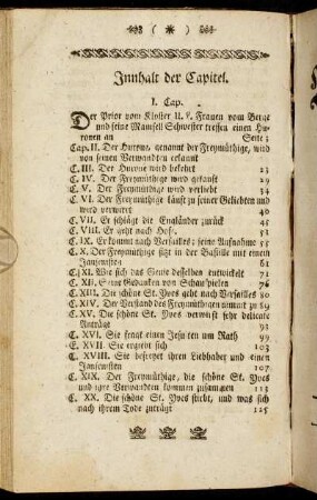 Innhalt der Capitel.