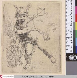 [Ein fliegendes Kind als Merkur; A flying Child as Mercurius with Helmet and Staff]