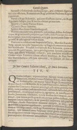 De Iure Comitis Palatini Rheni, et Ducis Saxoniae. Tit. V.