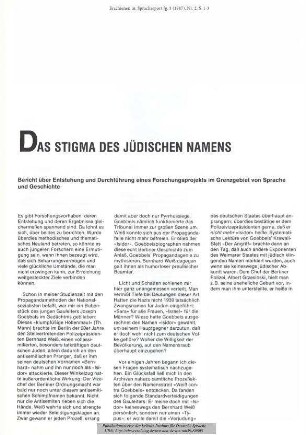 Das Stigma des jüdischen Namens