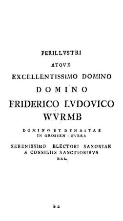 Perillvstri Atqve Excellentissimo Domino Domino Friderico Lvdovico Wvrmb [...]