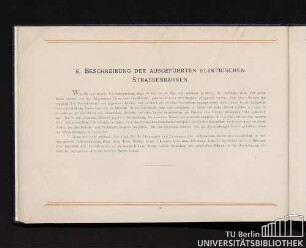 E. Beschreibung der ausgeführten elektrischen Strassenbahnen.