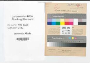 Entnazifizierung Grete Wormuth , geb. 12.05.1902 (Angestellte)
