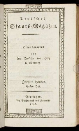 Zweyten Bandes. Erstes Heft.