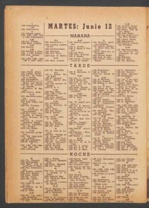 [Programa de] Martes: Junio 12