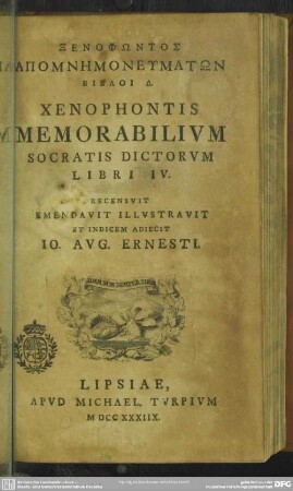 Xenophontis Memorabilium Socratis Dictorum Libri IV