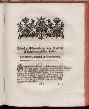 I. Schenck zu Schweinsberg, weyl. Friederich Wilhelms nachgelassene Töchter c. Carl Ludewig Schenck zu Schweinsberg