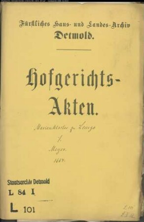 Lemgo, Marienkloster zu gegen Henrich Meyer in Blomberg - Rückständige Pacht