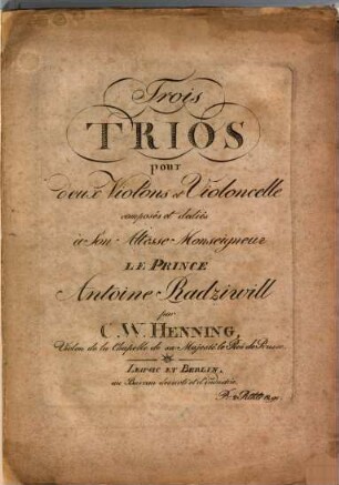 Trois trios pour deux violons et violoncelle
