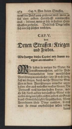Cap. V. von Denen Straffen/ Kriegen und Frieden.