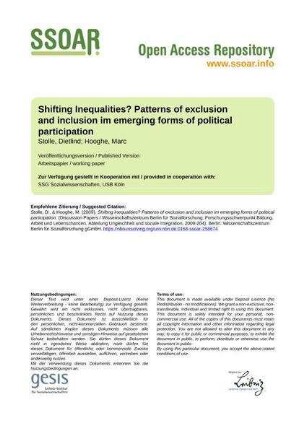 Shifting Inequalities? Patterns of exclusion and inclusion im emerging forms of political participation